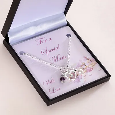 £9.99 • Buy Gift For A Special Mum Necklace With Birthstone. Mothers Day Gift Jewellery