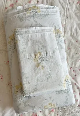 Lot 2 Simply Shabby Chic Sheet & Pillowcase White Yellow Floral 100% Cotton READ • $49.99