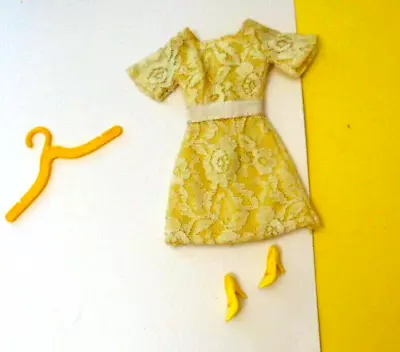 Vintage Yellow Lace Dress Shoes Outfit Shillman Clone Babs Fab Lu Suzette 1960's • $29.99