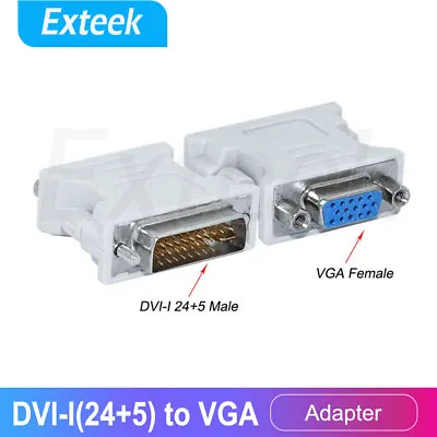 DVI-I 24+5 Pin DVI I To VGA Male To Female Socket Adapter Video Converter • $4.95