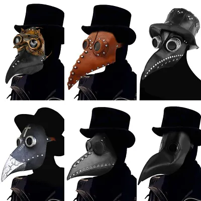 Steampunk Plague Doctor Costume Mask Birds Long Nose Beak Latex Halloween Hd • $17.69