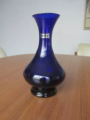 Mid Century Cobalt Blue Art  Glass Bud Vase  17cm Tall.. Palatine • $32