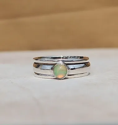 Opal Ring Solid 925 Sterling Silver Spinner Ring Meditation Handmade Jewelry B7 • $10.67