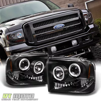 Black 2005 2006 2007 Ford F250/F350/F450 Superduty LED Halo Projector Headlights • $174.96