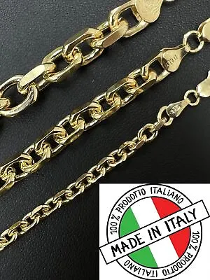 14k Gold Plated Silver Anchor Cable Chain / Bracelet Rolo Necklace 4-8mm Italy3 • $382.84