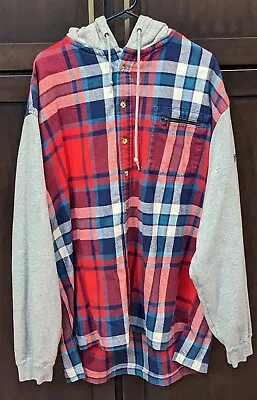 EBTEK Eddie Bauer Button-Up Hoodie Plaid Sweatshirt - XL • $59.99