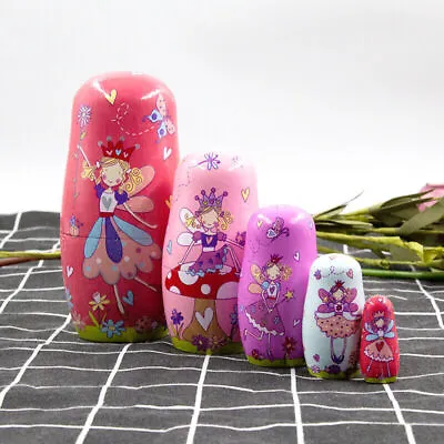 Children Matryoshka Russian Dolls New Kids Wooden Wishing Doll Angel Nesting UK • £10.03