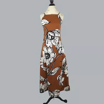 Vintage 60s Womens Hawaiian Dress X Small Brown Maxi • $88.64