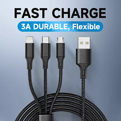 3-in-1 Fast Charging USB Cable Multi Function For Samsung IPhone LG Charger Cord • $9.99