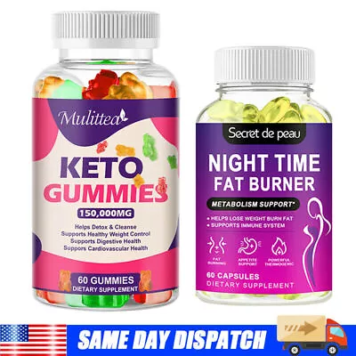 Keto Gummies Advanced Ketone Weight Loss Night Time Fat Burner Supplement • $11.29