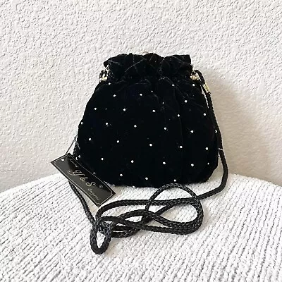 Another Y&S Original Velvet Gold Studded Formal Bucket Bag Small Black • $32.99