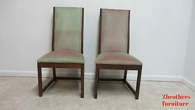 Pair Vintage Mid Century Lane Furniture Dining Room Side  Chairs Walnut Campaign • $669