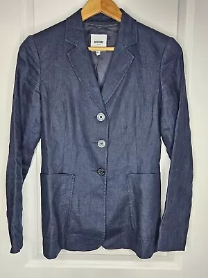 Moschino Jeans Women's Linen Blazer Size 6 Navy Blue Dark Academia  • $68