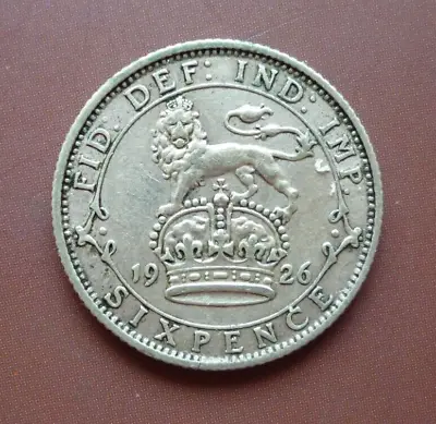 £5.50 • Buy 1926 Sixpence .500 Silver Coin. George V.