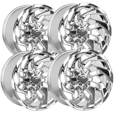 $1335.96 • Buy (Set-4) Off-Road Monster M24 20x10 5x5 /5x5.5  -19mm Chrome Wheels Rims 20  Inch
