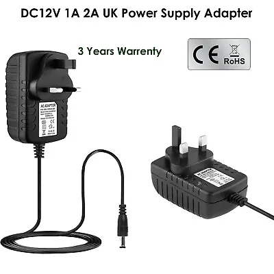 12V DC POWER Supply ADAPTER Transformer LED STRIP TRANSFORMER  1A 2A CCTV Camera • £6.89