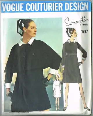 Vogue Couturier Design Pattern 1997 Simonetta Size 8 Bust 31.5 1960's Vintage • $33.99