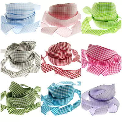 Gingham Ribbon - Choice Of 14 Lovely Colours & 3 Sizes - 5mm 10mm & 25mm • £1.49