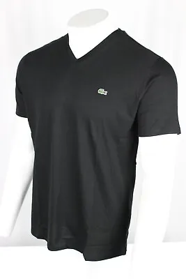 $38.24 • Buy Lacoste Men's V-Neck Pima Cotton Jersey T-Shirt Size Large Black TH6710 51