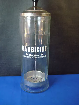 VINTAGE BARBICIDE Glass Disinfectant Barber Beauty Shop Comb Jar - KING RESEARCH • $14.99