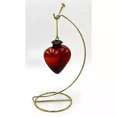 Vtg Kugel Ornament Midwest Red Glass Heart Shaped 3.5” Germany Christmas Core • $54.99