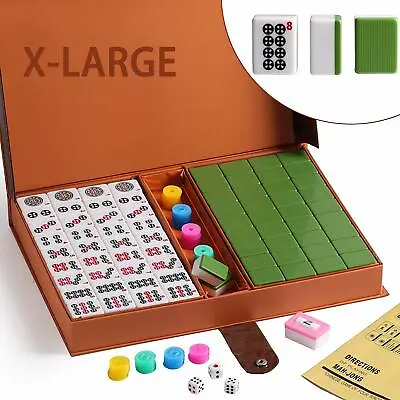 高級壓克力麻將 Chinese Numbered X-Large Green Tiles Mahjong Set / Board Game US Seller • $52.99
