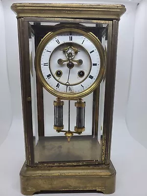 Antique 1800's S. MARTI French Victorian Brass & Glass Crystal Regulator Clock • $399.99