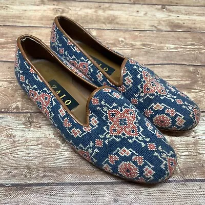 $46.31 • Buy Zalo Aztec Tapestry Needlepoint Flat Stitched Slip On Loafer Shoes Womens Size 7