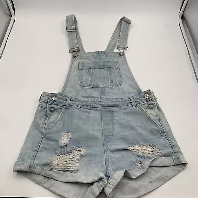 H&M Womens Bibs Overalls Sz 8 H&M Coachella Light Wash Denim Distressed • $18.99