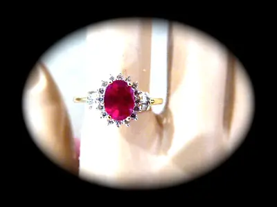 Vintage 10k Yellow Gold 1 Ct Ruby .50 Tw Diamonds Ladies Ring Size 7 Ring • $149