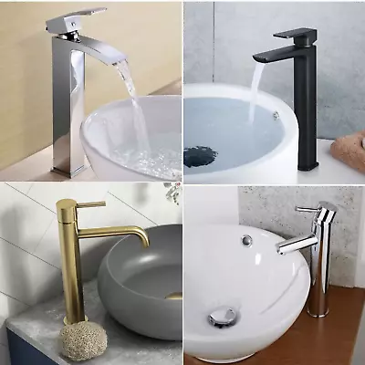 High Rise Tall Extended Basin Mixer Tap Solid Brass Faucet Bathroom Choose 18 • £59.95