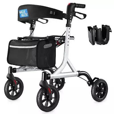 Folding Rollator Walker Senior Mobility Assist Height Adjust Seat Lightweight • $125.90