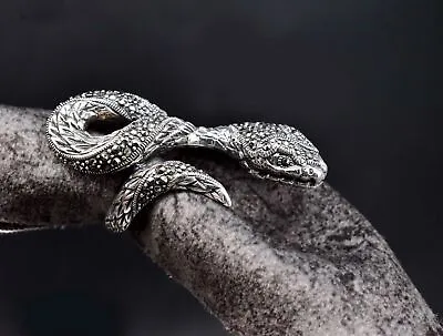 16 Gm Natural Marcasite Snake Design 925 Sterling Silver Stylish Fashion Ring • $124.94