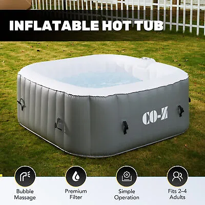 5'x5' Blow Up Hot Tub 4 Person Portable Inflatable Spa And Pool With Pump Gray • $381.85