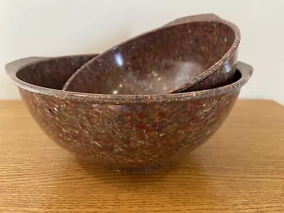 Two Vintage Confetti Melamine Multicolor Mixing Bowls Texasware? Melmac? • $50