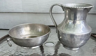 Vintage Cromwell Hand Wrought Aluminum Pitcher And Bowl • $4