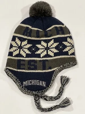 New Adidas Michigan Wolverine Beanie Knit Cap Classic Hat 1817 Tribal Pom Ball • $18.55