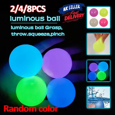 2/8PCS Stress Relief Fun Toy Sticky Ceiling Balls Globbles Stress Glow InTheDark • $10.49