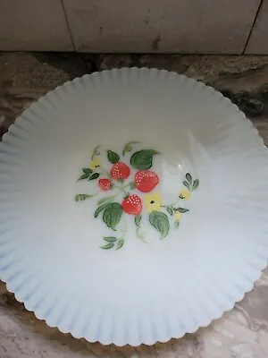 Macbeth Evans Petalware Monax White 11  Plate Hand Painted Strawberries • $15