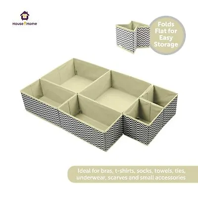 6X Set Canvas Storage Box Wardrobe Organiser Drawer Organiser Socks Ties Basket • £9.95