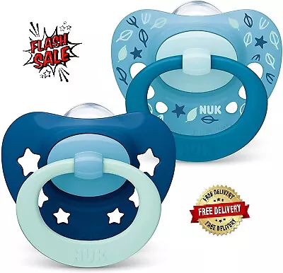 £6.94 • Buy BABY Dummy SOOTHER 6-18 Months BPA-Free BLUE Heart Pack Of 2 Count NUK FREE Post
