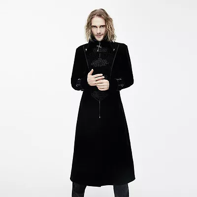 Devil Fashion Mens Coat Long Jacket Black Velvet Gothic Steampunk Baratheon • $130.80