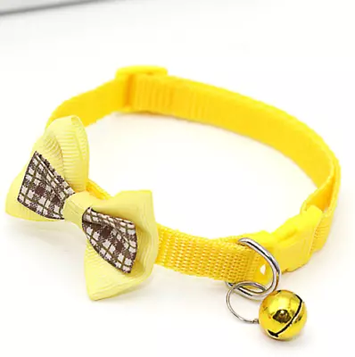 Bow Tie Adjustable Kitten Necktie Collar Bowknot Dot Bell Cat Small Pet Puppy • £2.99