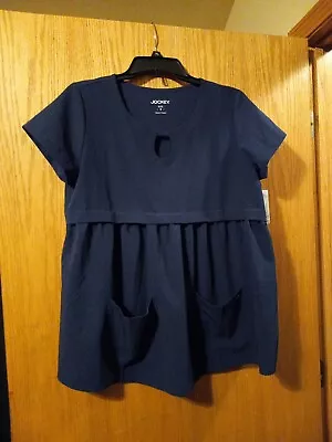 Jockey Empire Waist Maternity Scrub Top Navy Blue Size Small #2461-054 • $18.99