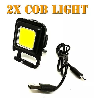 Lot Of 2 6W COB Rechargeable Mini LED Pocket Keychain Flashlight 800 Lumen • $14.99