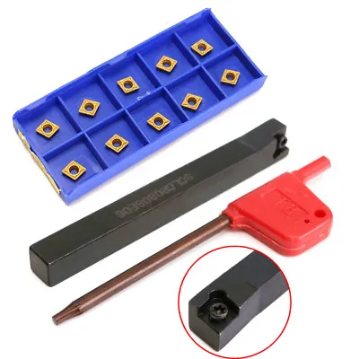 SCLCR0808F06 Lathe Turning Tool Holder +10pcs CCMT060204-HM Carbide Blades HL • £9.18