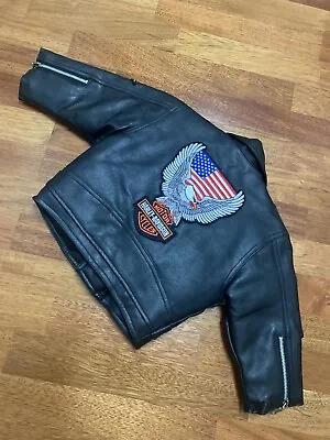 £70.65 • Buy Vintage Unisex Harley Davidson Eagle Faux Leather Biker Jacket Sz 2T