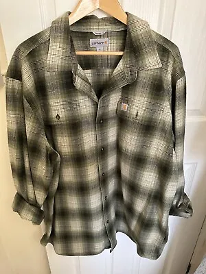 Mens Carhartt Checked Plaid Green And White Shirt XL • £45