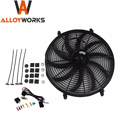 16  Universal 12V Slim Fan Push Pull Electric Radiator Cooling Mount Kit + Relay • $42.99