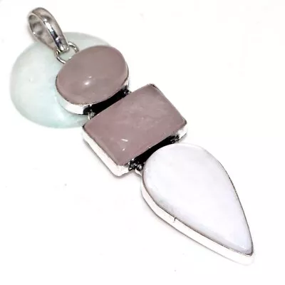 Mother Of Pearl Rose Quartz Ethnic Long Pendant Jewelry 2.7  GW • $3.96